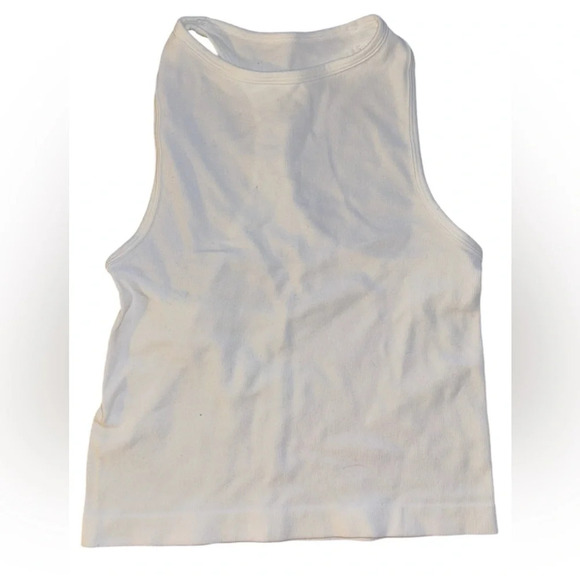 Intimately Free People White High Neck Racerback Cropped Tank Top - Picture 1 of 3